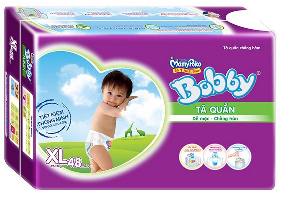 Bỉm Bobby quần siêu mỏng siêu đại XL48